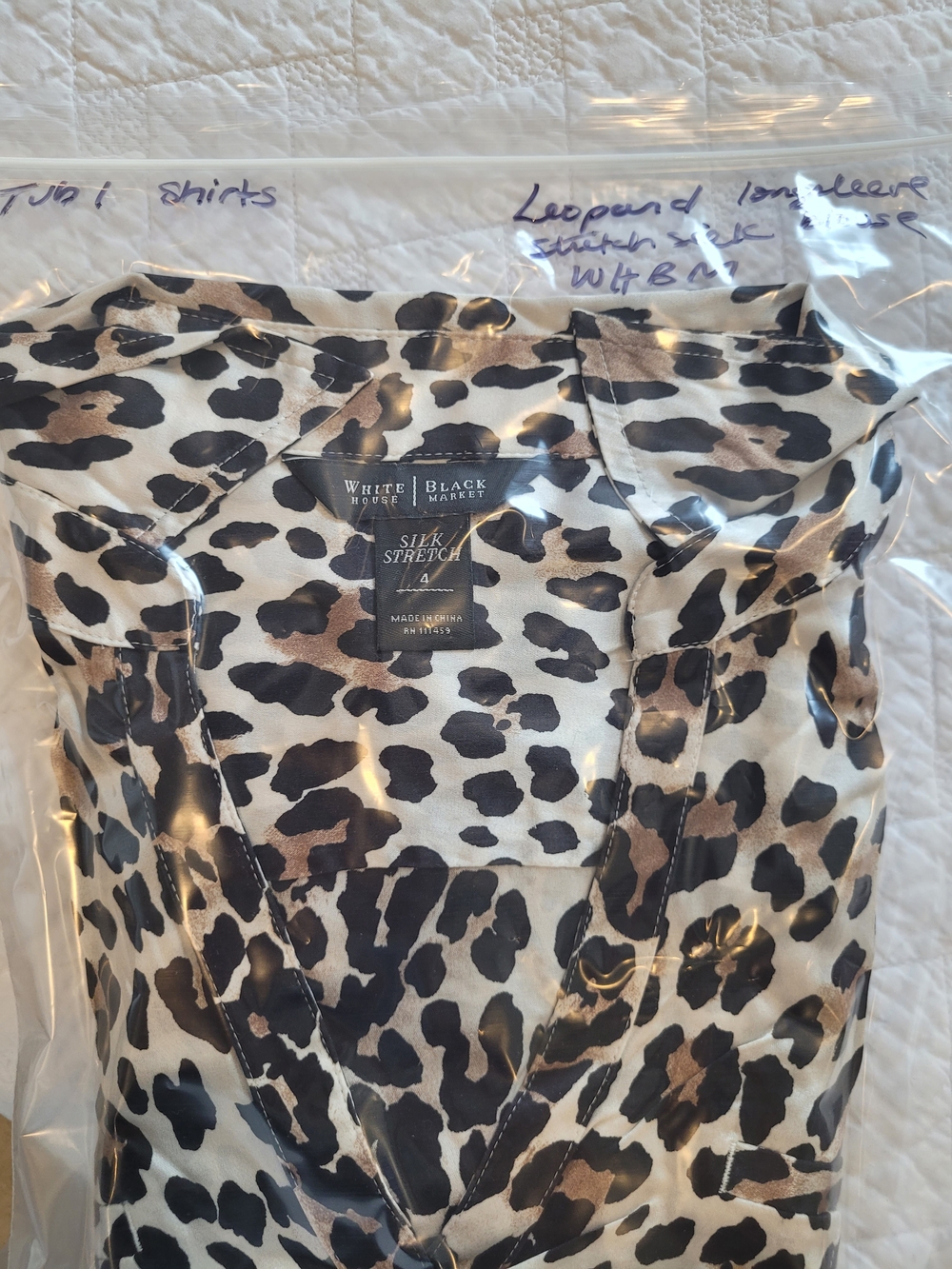 WHBM Silk Stretch Leopard Print Blouse - Black & Taupe - Picture 12 of 12